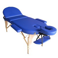 Kinefis Wood Pro folding wooden stretcher: three bodies, oval head, 195 x 70 cm (Blue or black color)